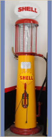 1930'S SHELL, YELLOW & RED. TALL VISSIBLE WAYNE WITH GLASS SHELL GLOBE. $4800