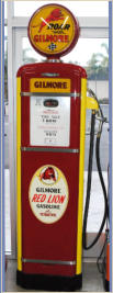1940'S GILMORE. RED & YELLOW. GILBARCO TALL. RESTORED. CALL FOR PRICE