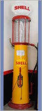 1930'S SHELL, YELLOW & RED. TALL VISSIBLE WAYNE WITH GLASS SHELL GLOBE. $4800