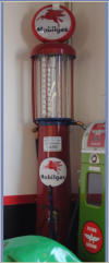 1930's MOBILGAS. RED & DARK BLUE, TALL VISIBLE WAYNE WITH GLOBE. NEW RESTORATION. 10ft. $4800