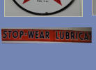 Original Union Oil Dealer Stop Wear Lubrication, shaped metal. Porceline. Orange/blue letters. 20ft x 18inches. $2000