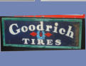 1960's Original Goodrich Tires pressed tin. Painted, raised letters. 5ft x 18inch. $500