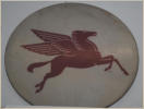 1970's Mobigas Pegusas, white with red logo. 5' plastic round original sign. $500